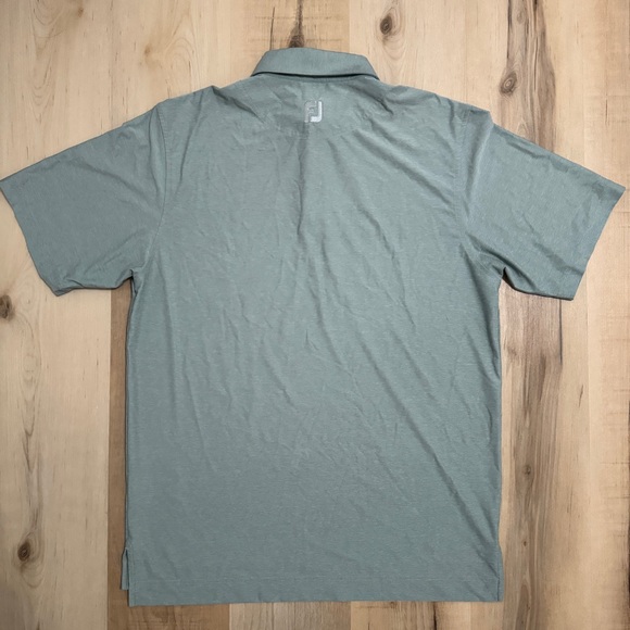 FootJoy Heather Gray and Lime Green Golf Polo Stretch Medium - Picture 2 of 7